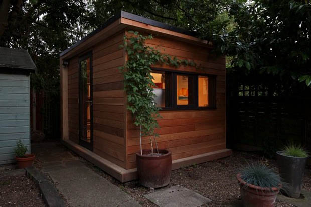 Wooden Mini Home Office in Garden