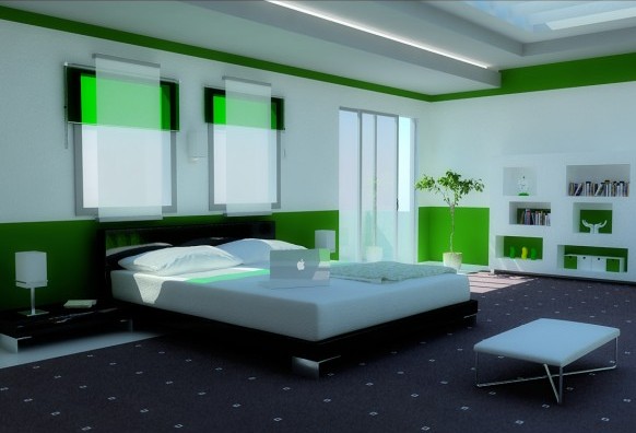 ตกแต่งห้องนอน สีเขียว