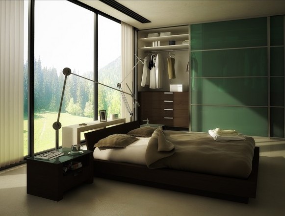 แบบห้องนอน สไตล์คลาสิก สีเขียว
