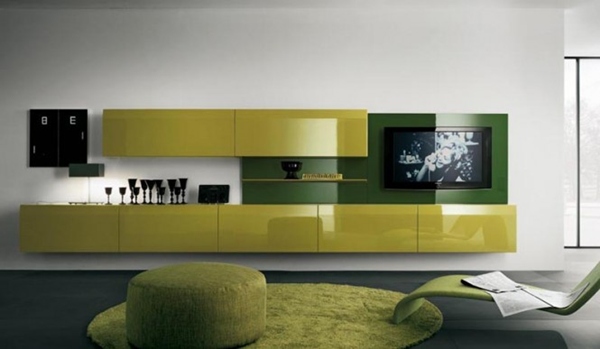 รูป ตกแต่งห้อง สีเขียว เหลือ Living Room TV