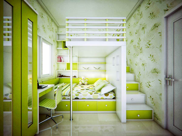 แต่งห้องนอน สีเขียวอ่อน น่ารัก