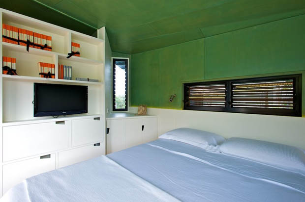 แบบสีห้องนอนสวยๆ สีเขียว ขาว