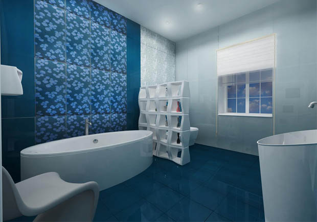 กระเบื้องปูพื้น ผนังห้องน้ำ สีฟ้า ขาว - บ้านไอเดีย เว็บไซต์เพื่อบ้านคุณ