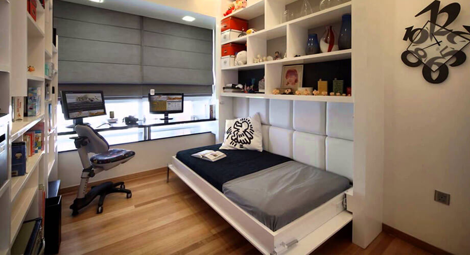 ห้องนอนขนาดเล็กมาก ห้องทำงานในตัว ตกแต่งพื้นที่แคบๆ สุดคุ้ม - บ้านไอเดีย  เว็บไซต์เพื่อบ้านคุณ