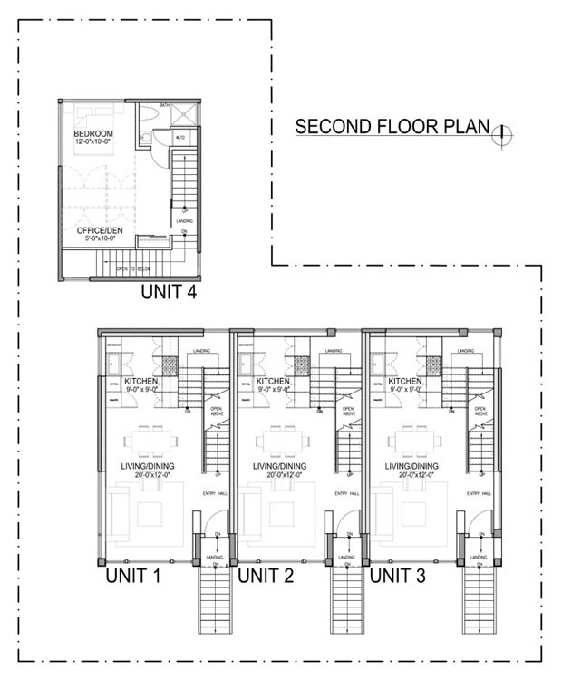 แปลนบ้านทาวน์โฮม 3 ชั้น 3 คูหา