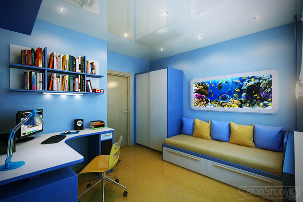 ห้องทำงานสีฟ้า - บ้านไอเดีย เว็บไซต์เพื่อบ้านคุณ