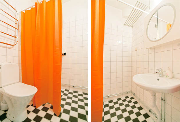 ม่านห้องน้ำสีส้ม