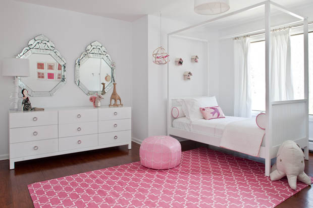 แต่งห้องนอนสุดน่ารัก วินเทจ สีชมพูขาว
