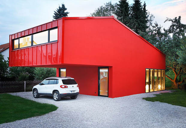 แบบบ้านสีแดง ทรงโมเดิร์นงดงามมาก