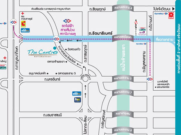 แผนที่ ทางไป โครงการ The Centro รัตนาธิเบศร์