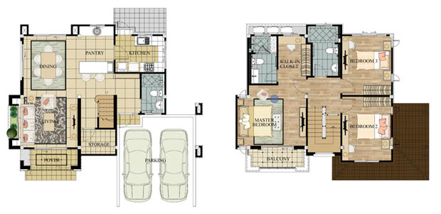 แบบบ้าน 160 ตร.ม. ขนาด 3 ห้องนอน 3 ห้องน้ำ จอดรถ 2 คัน