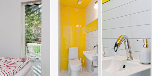 ห้องน้ำผนังสีเหลือง
