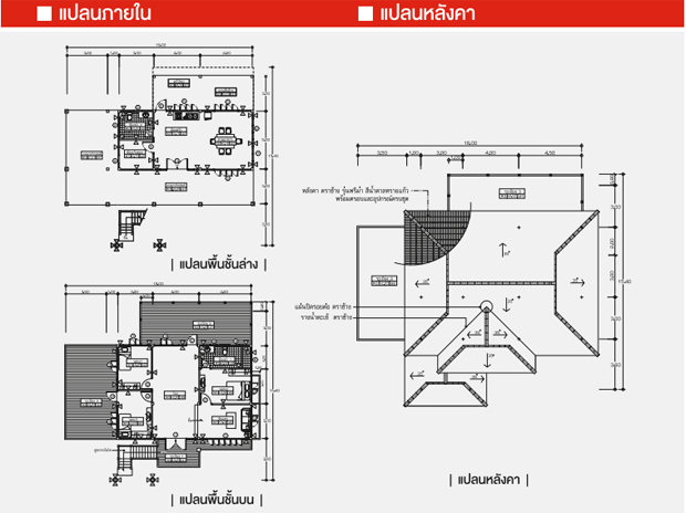 แปลนบ้านไทยประยุกต์ หลังคาตราช้าง