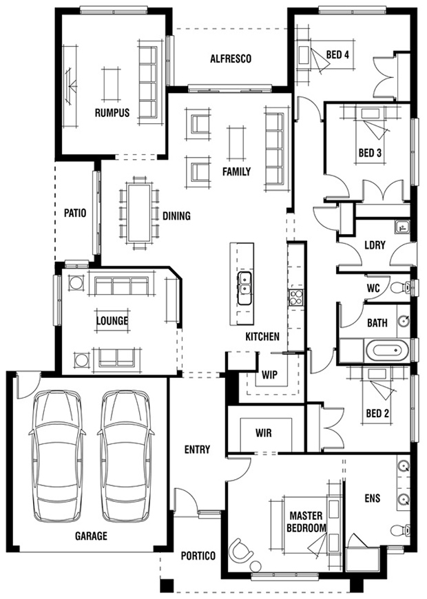 แปลนบ้านชั้นเดียว 4 ห้องนอน ราคาไม่เกิน 2 ล้าน