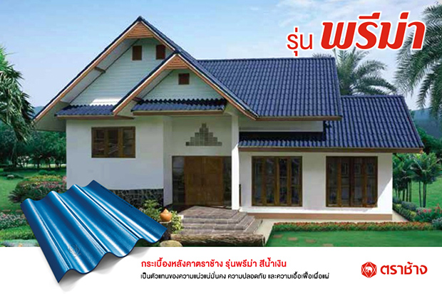 บ้านหลังคา สีน้ำเงิน