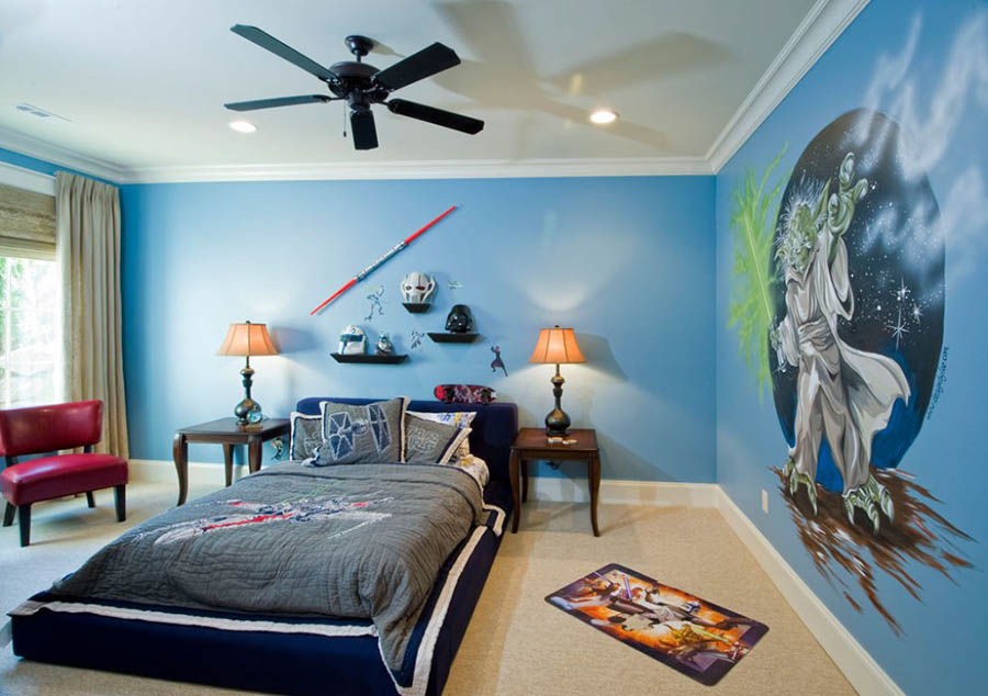 ห้องนอนสวยสีฟ้า