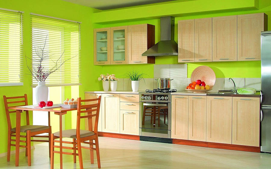 ผนังห้องครัวสีเขียว