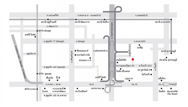 แผนที่ทางไปบุราสิริ วงแหวนอ่อนนุช