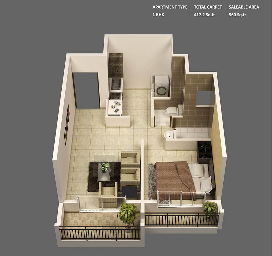 รวมแปลนบ้านชั้นเดียวหนึ่งห้องนอน