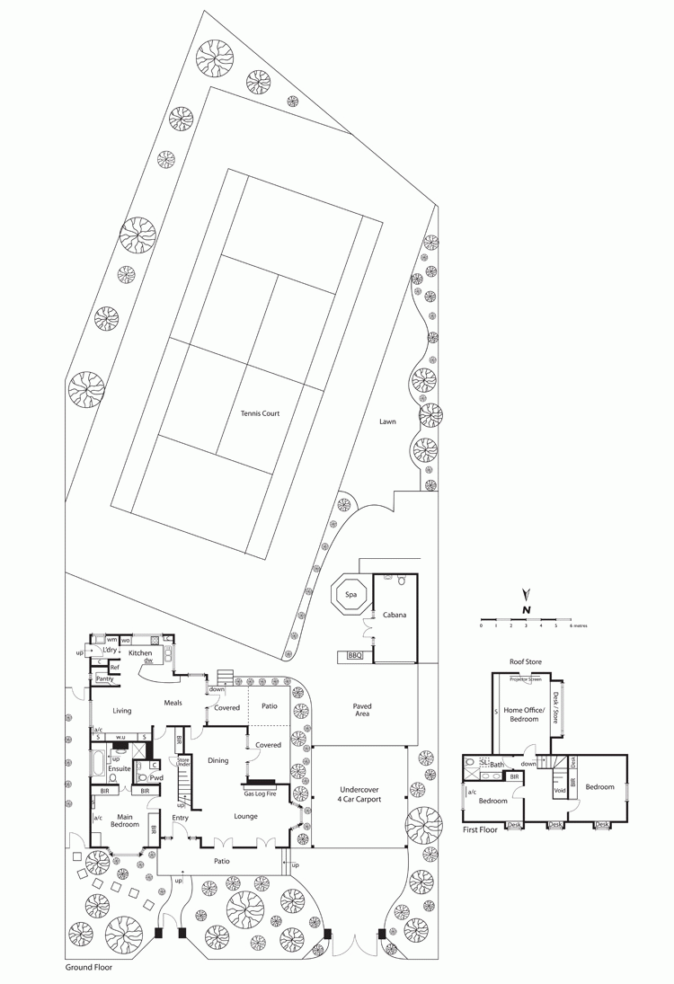 แปลนบ้านสองชั้นสี่ห้องนอน