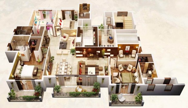 บ้านชั้นเดียวสี่ห้องนอน
