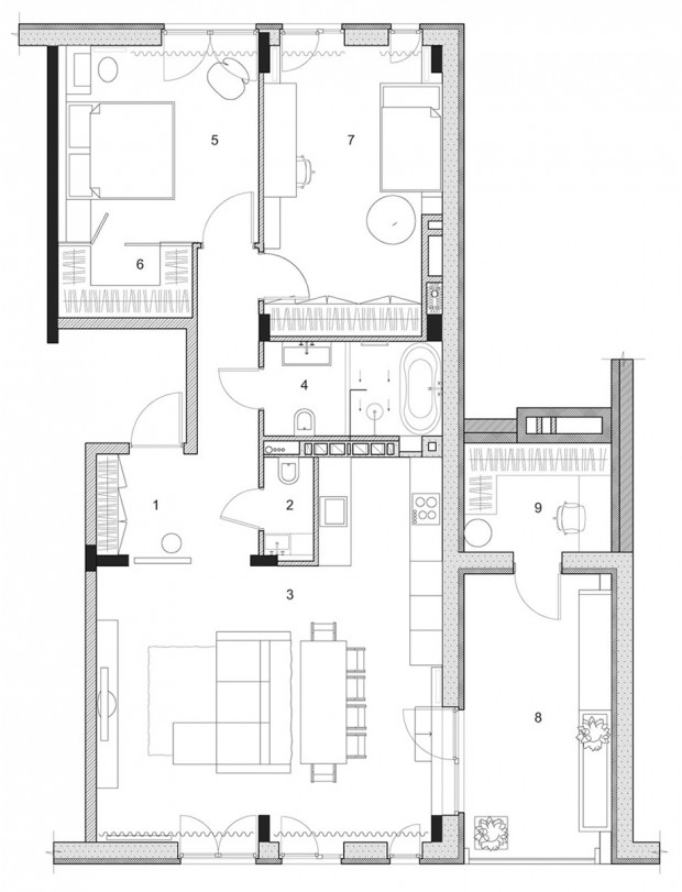 แปลนภายในบ้าน 2 ห้องนอน 