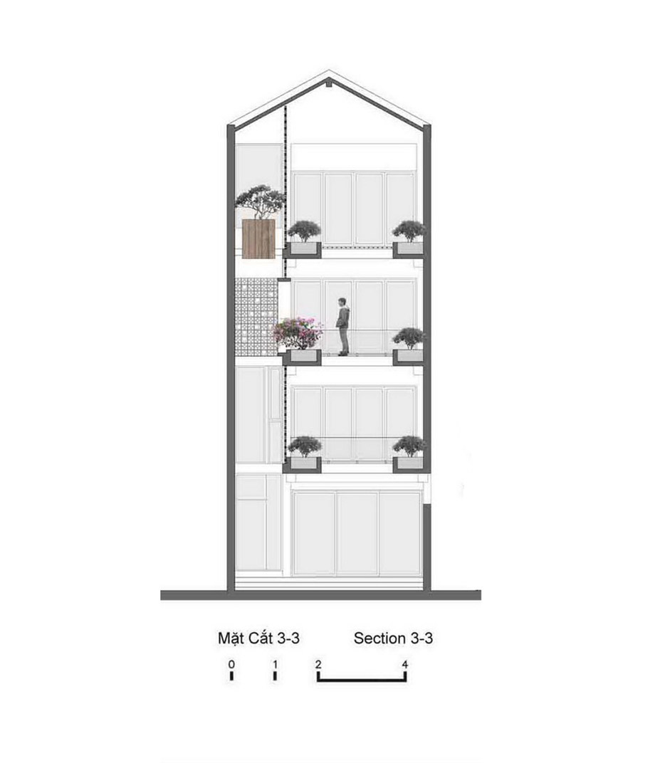 แบบร่าง townhouse 4 ชั้น พร้อมจุดที่ใส่อิฐบล็อคช่องลม