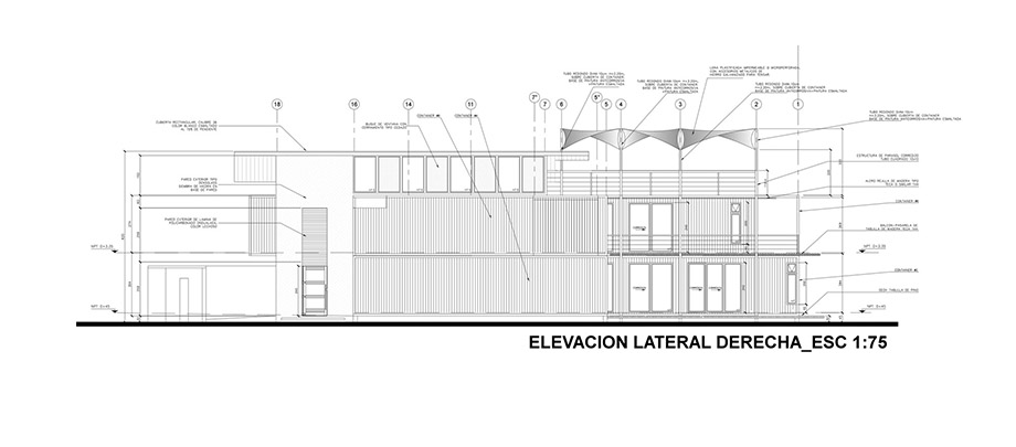 รูปด้าน (Elevation) บ้านตู้คอนเทนเนอร์ 02