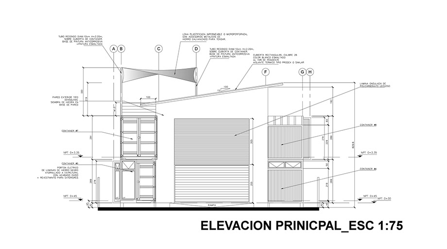 รูปด้าน (Elevation) บ้านตู้คอนเทนเนอร์ 03