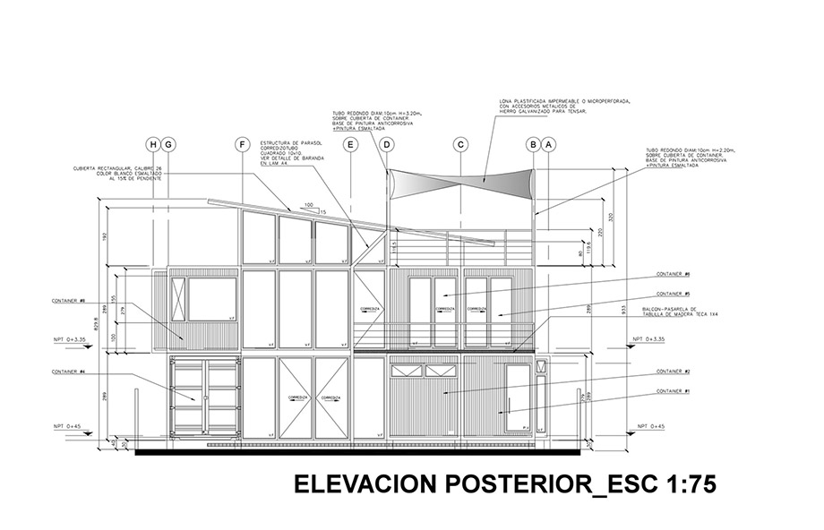 รูปด้าน (Elevation) บ้านตู้คอนเทนเนอร์ 04