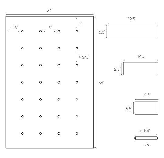 ระยะในการเจาะ pegboard