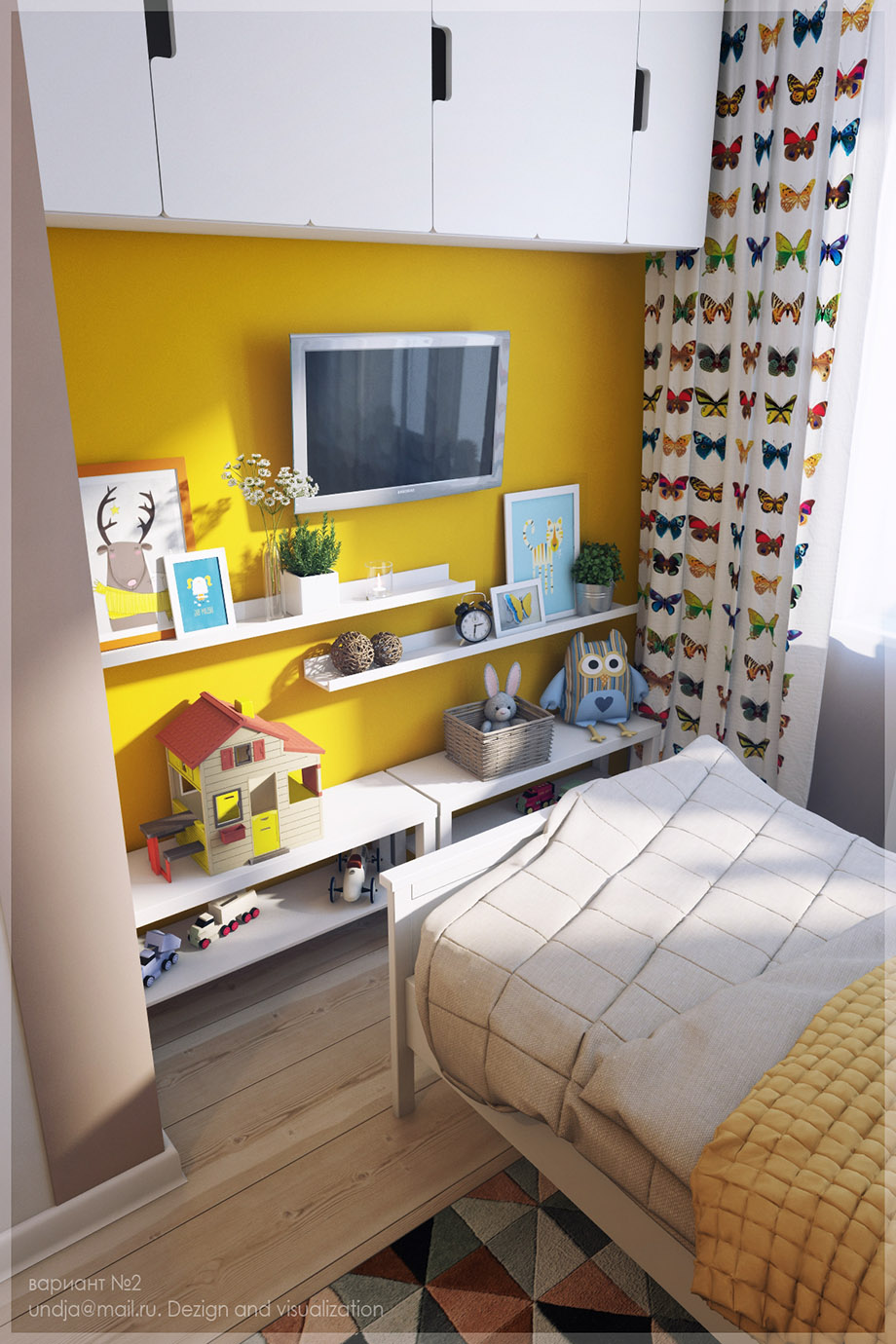 ผนังห้องนอนสีเหลืองให้ความรู้สึกสดชื่นแจ่มใส