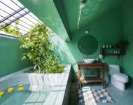 ห้องน้ำโทนสีเขียวสดชื่น
