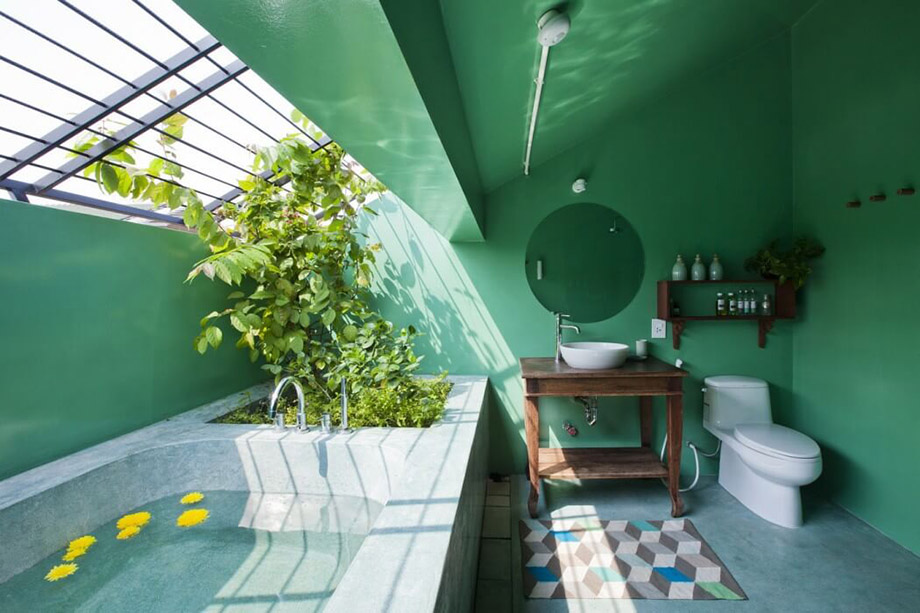 ห้องน้ำโทนสีเขียวสดชื่น