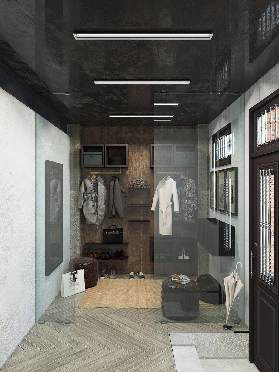 walk-in closet modern industrial loft