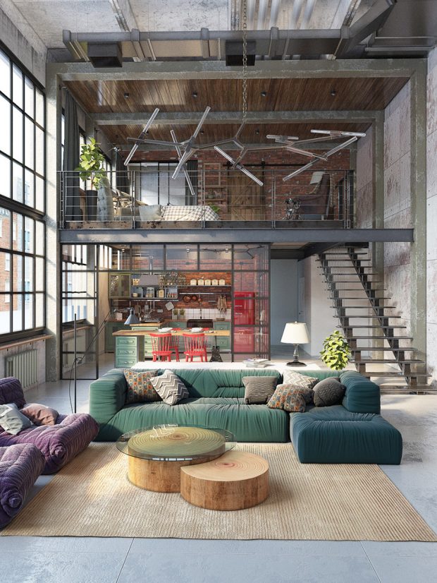 ตกแต่งบ้านสไตล์ industrial loft 