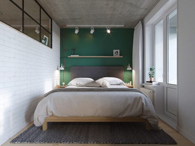 ผนังห้องนอนทาสีเขียว