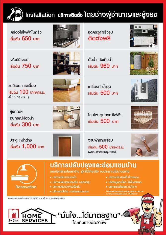 โปรโมชั่นบริการติดตั้งจากไทวัสดุ