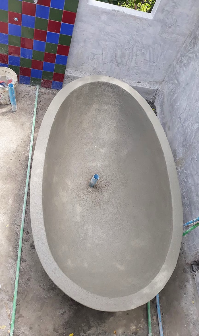 DIY อ่างอาบน้ำคอนกรีต