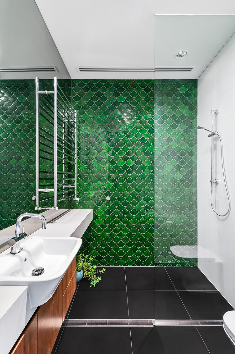 กระเบื้องห้องน้ำสีเขียวมรกต