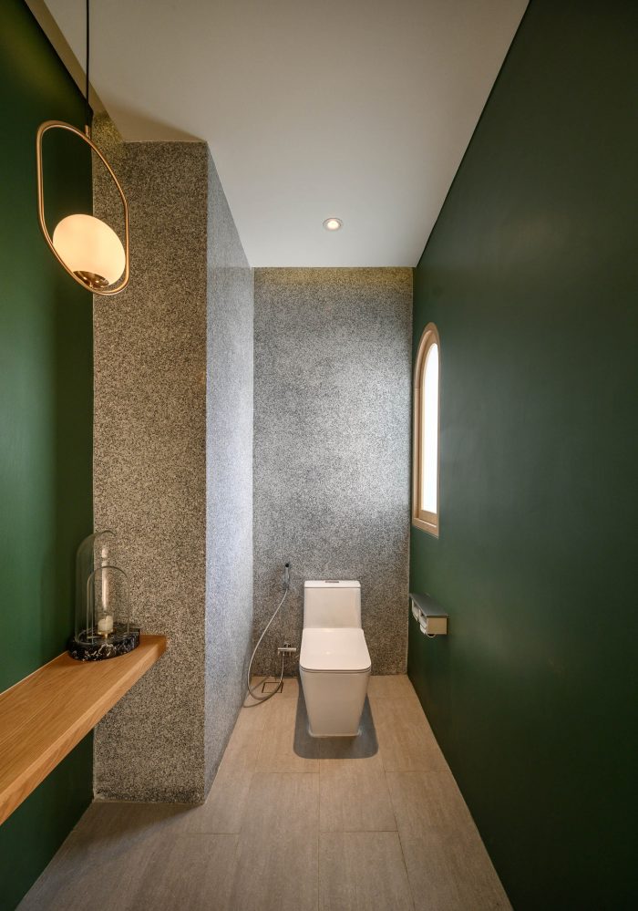 ห้องน้ำโทนสีเขียวเทา