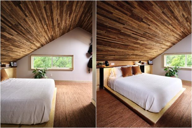 ห้องนอนกรุฝ้าเพดานไม้