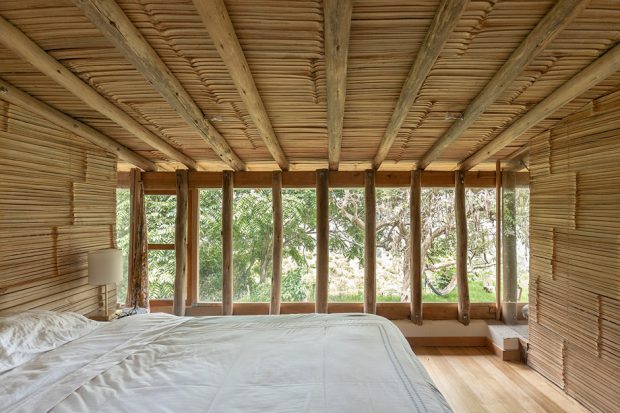 ห้องนอนโครงสร้างไม้ไผ่