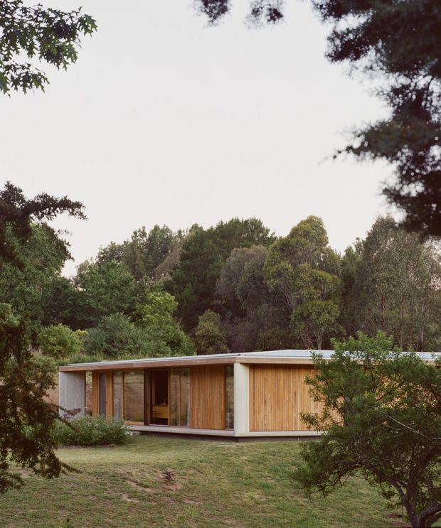 บ้านทรงกล่องคอนกรีตผสมไม้