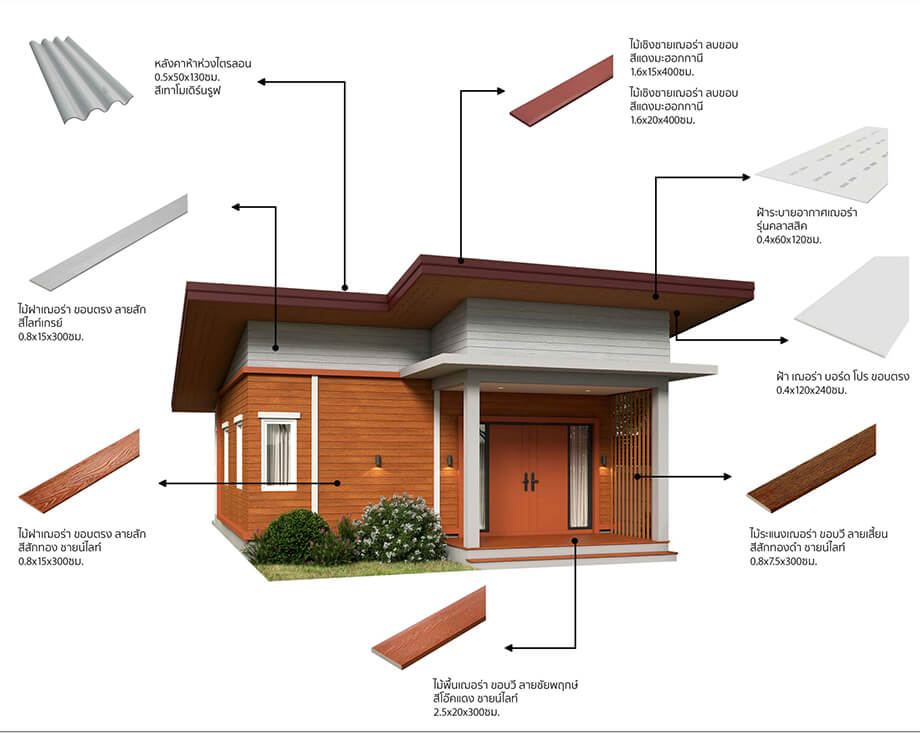 แบบบ้านชั้นเดียวสไตล์โมเดิร์น สีสักทอง