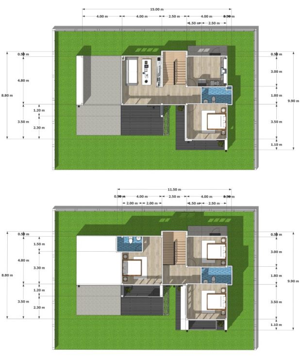 แบบบ้านสองชั้นสไตล์โมเดิร์น