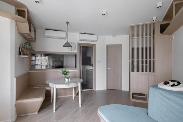 ตกแต่งบ้านโมเดิร์นมินิมอลสำหรับคนและแมว