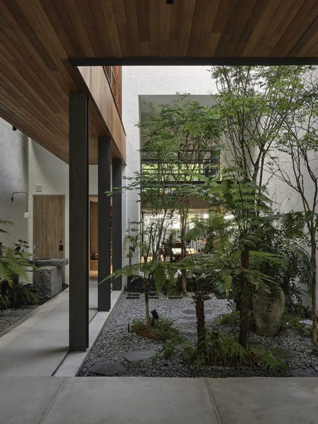 ลานโล่งจัดสวนในตัวบ้าน