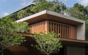 บ้านโมเดิร์นทรอปิคอลฟาซาดบานไม้